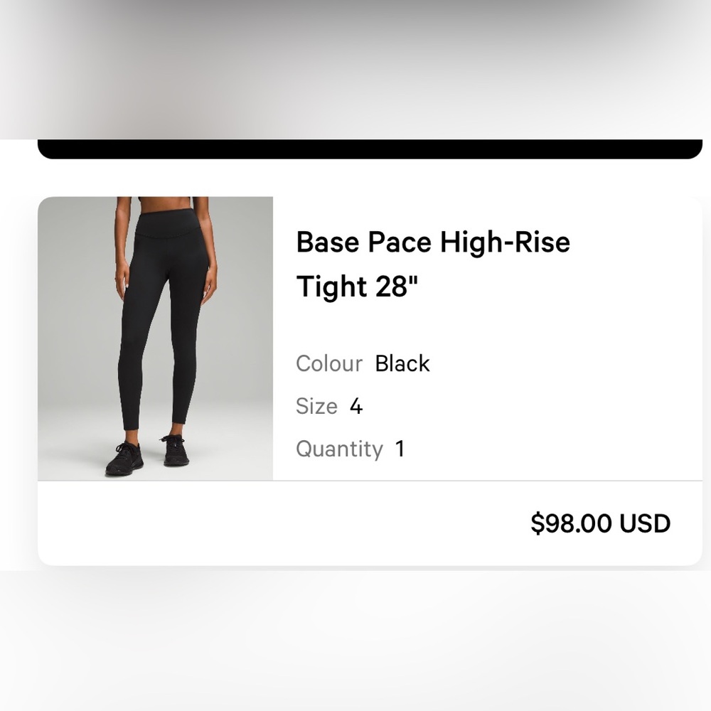 Base pace leggings. Size 4. Lululemon. Black
